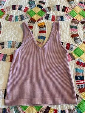 Gypsy + Jade Women’s Ribbed V-Neck Tank Top - Lilac nylon coquette girlhoodcore